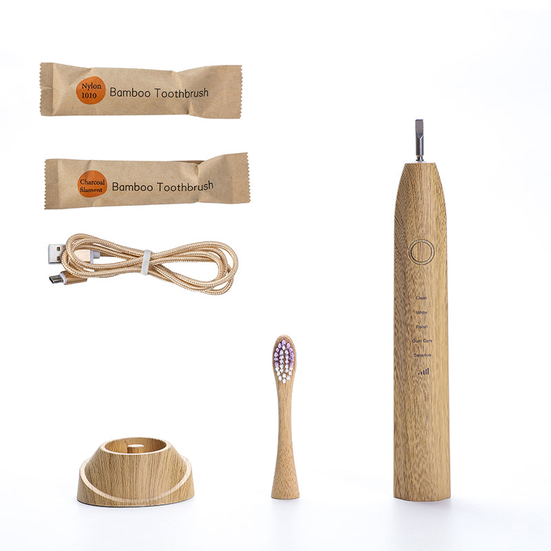 Eco-Friendly Bamboo Electric Toothbrush - Sustainable, Smart, & Dentist Approved!