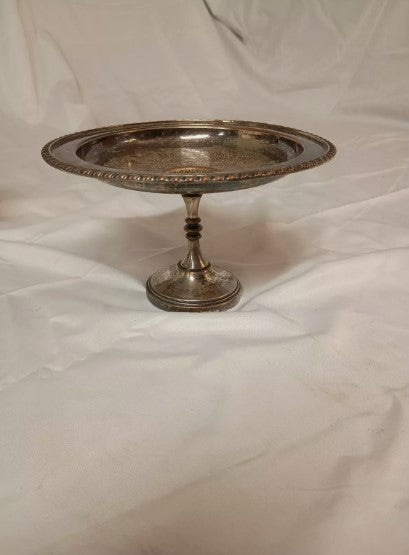 Vintage Oldcourt Sheffield Reproduction Silver Plate Pedestal Dish