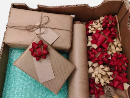 Eco-Friendly Packaging Set: Kraft Paper, Wrap, Tape and Tag (Large Set)