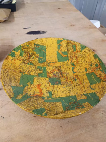 Paper Mache World Map Bowl 30cm