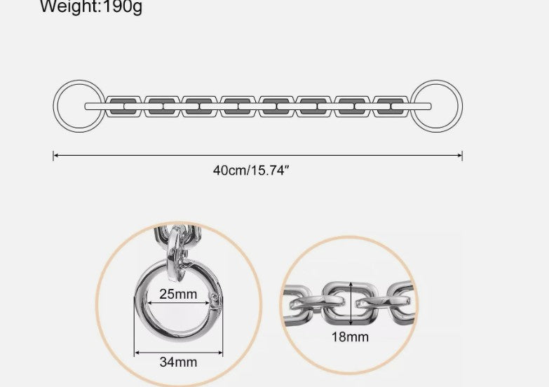 Mini Purse Chain Length 15.7inch, Nickel Plated Metal Flat Chain