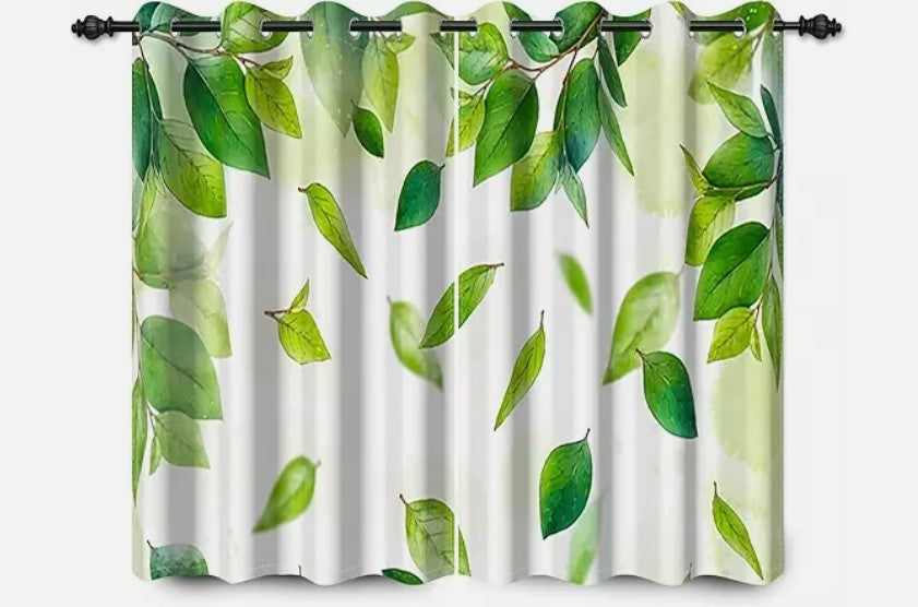 YONGFOTO 117x138cm Green Leaf Blackout Curtains Lush Greenery Spring Leaves