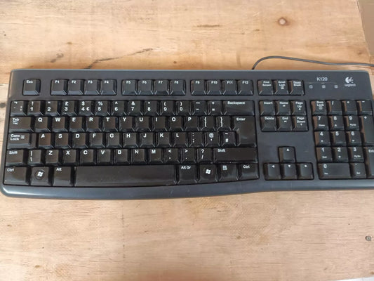 Logitech K120 (820-003071) USB Keyboard- Black, No Feet