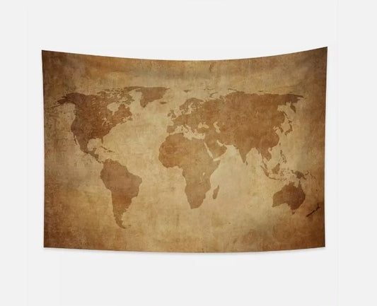 "100 x 70 cm World Map Tapestry Wall Hanging Vintage Parchment Texture for School "