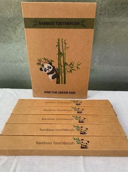 "Bamboo Manual Toothbrush 5 Pack | Natural, Biodegradable"