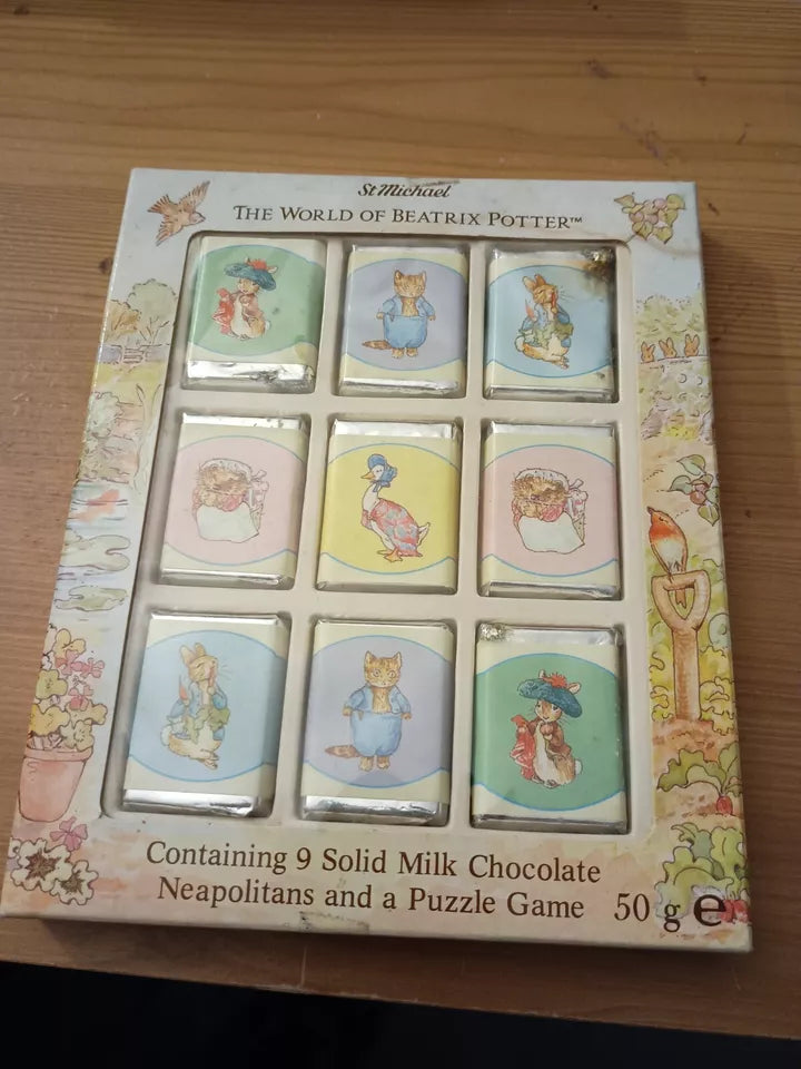 The World Of Beatrix Potter Milk Chocolate And Puzzle Game 1992 Sealed