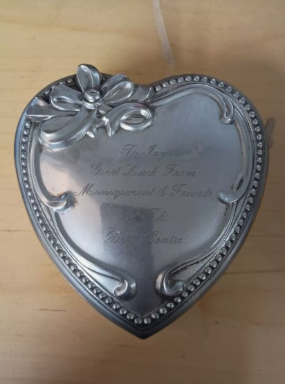 Metal Heart Shaped Trinket Box Personalised To Ivy