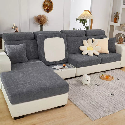 Universal Sofa Cover Leaves grey, Large Single Seat Cover Slipcover Replacement