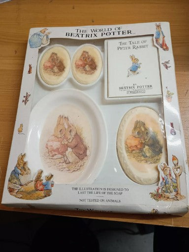 "Beatrix Potter Soap And Soap Dish Set With Book. "