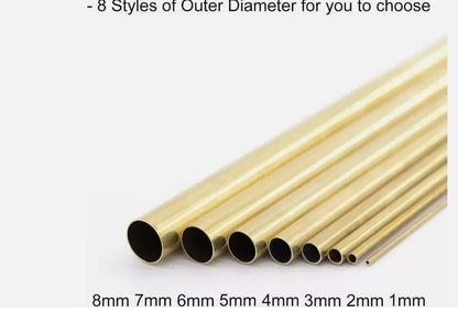 Brass Round Tube, 5mm OD 0.2mm Wall Thickness 300mm Length