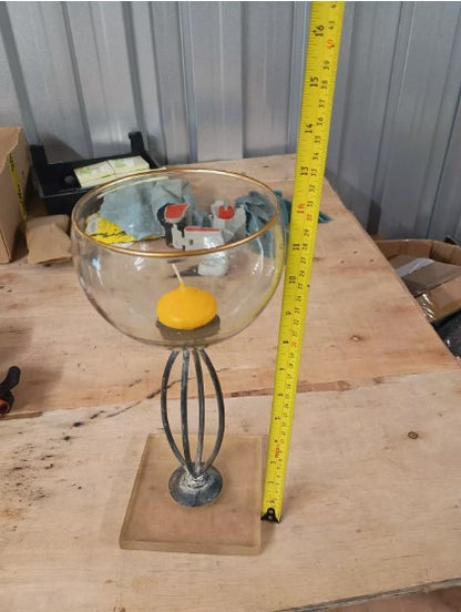 Glass Tea Light Candle Holder 30cm Tall