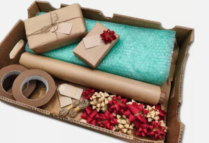 Eco-Friendly Packaging Set: Kraft Paper, Wrap, Tape & Tags (Medium Set)