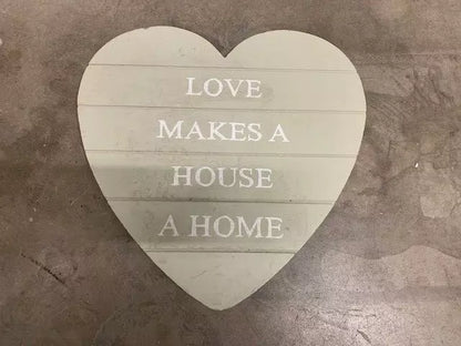 Love Makes a House a Home Heart Plaque To Hang On Wall