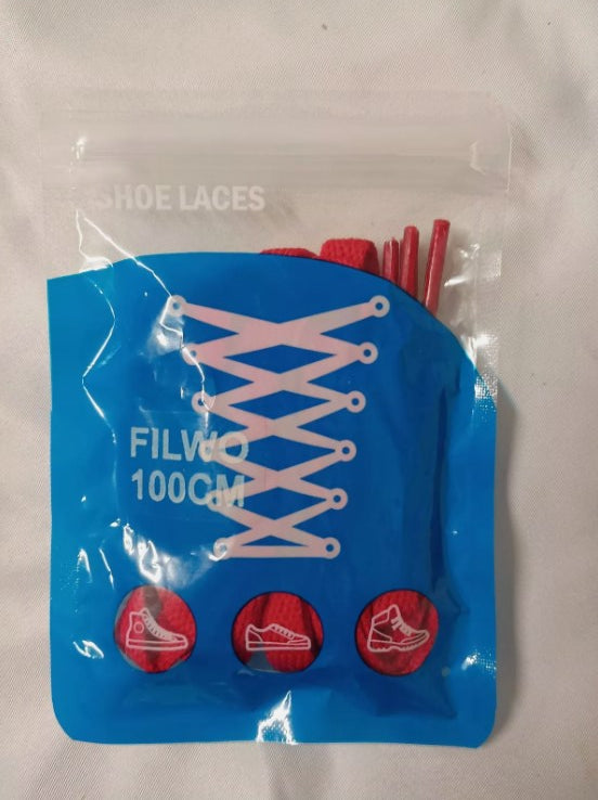 Coloured Flat Shoelaces 100cm Long Laces For Trainers Boots Red