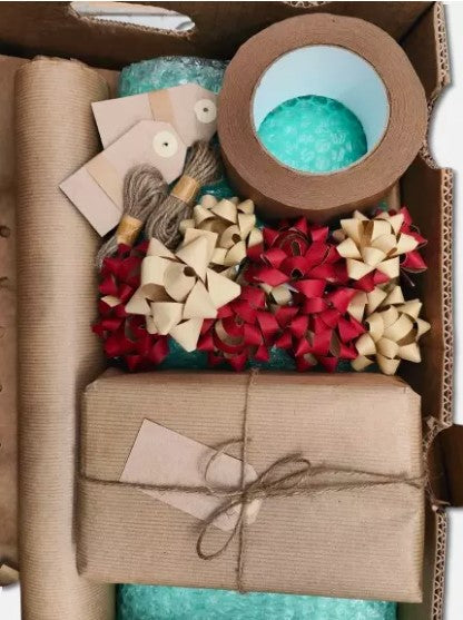 Eco-Friendly Packaging Set: Kraft Paper, Wrap, Tape & Tags (Small Set)