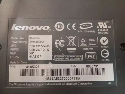 Lenovo KU-0225 USB Wired Keyboard