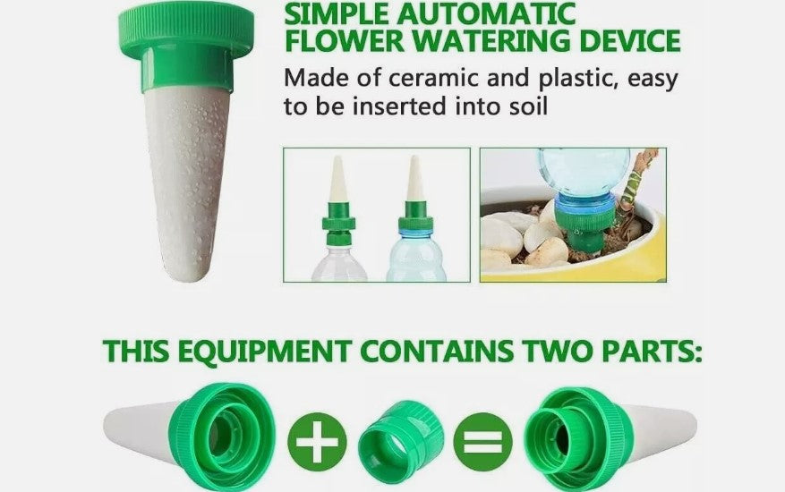 TIMESETL 4Pack Plant Waterer for Vacations, Ceramic Watering Spikes