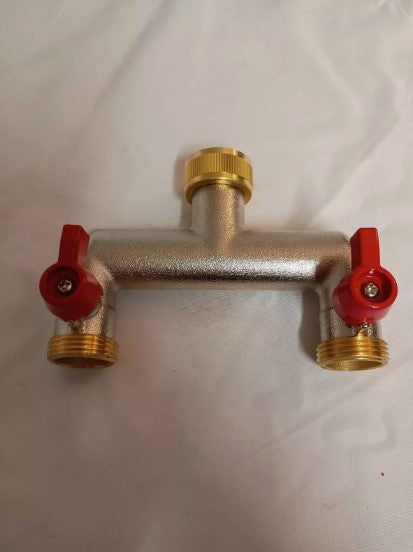 Brass Tap H-Splitter Manifold With Valves 3/4" BSP Outlets, Garden Watering