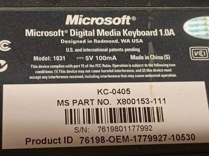 Microsoft Digital Media 1031 KC-0405 USB Wired Keyboard