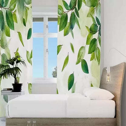 YONGFOTO 117x138cm Green Leaf Blackout Curtains Lush Greenery Spring Leaves