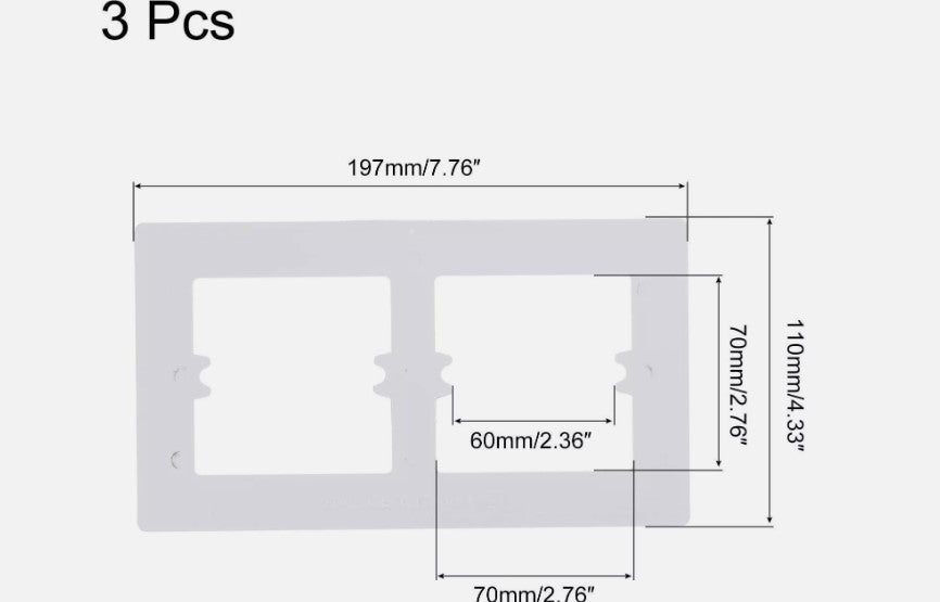 3Pack Switch Surround Plate Wall Panel Dual Gang Acrylic White