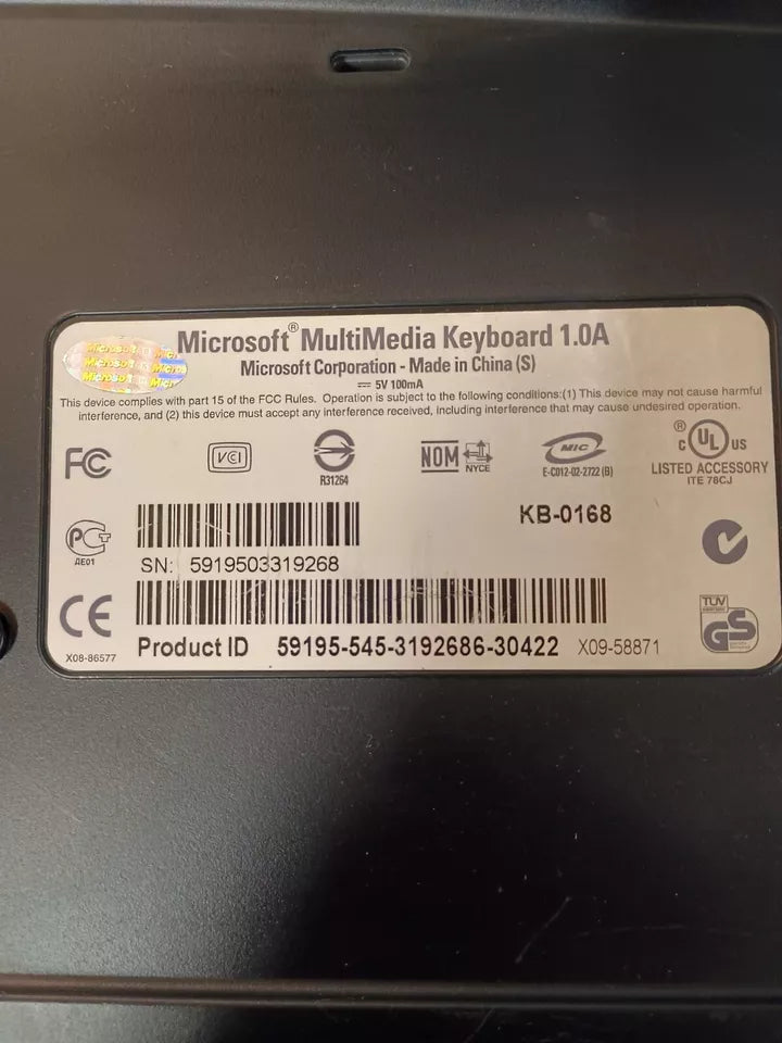 Microsoft Multimedia Keyboard KB-0168