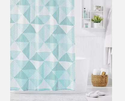 mDesign Shower Curtain Decorative Shower Curtain with Modern Pattern