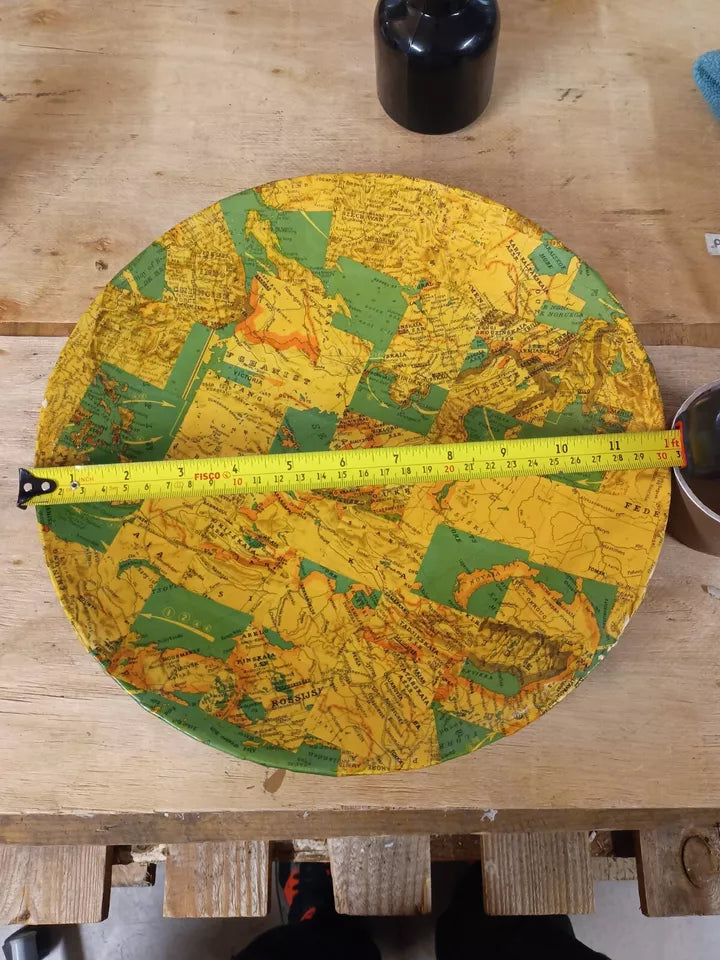 Paper Mache World Map Bowl 30cm