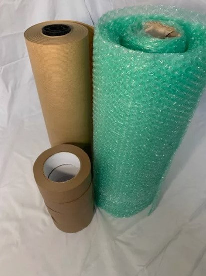 Eco-Friendly Packaging Set: Kraft Paper, Wrap, Tape & Tags (Medium Set)