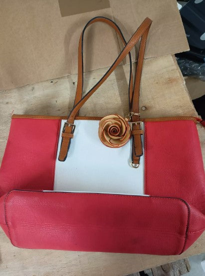 Ladies PVC Red And White Bag 44cm