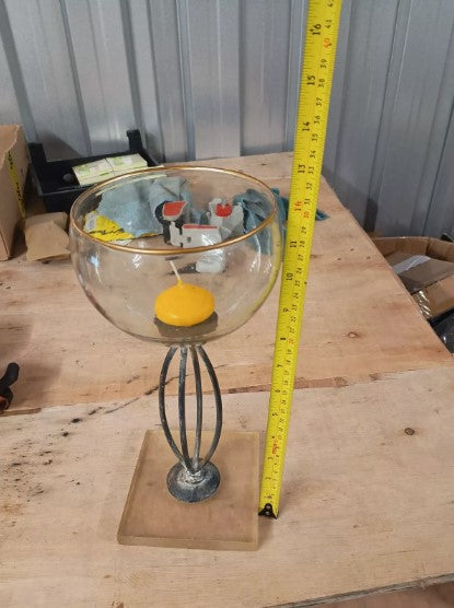 Glass Tea Light Candle Holder 30cm Tall