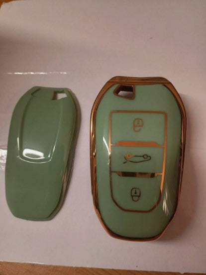 Silicone Car Smart Key Fob Case Cover Green X AUTOHAUX