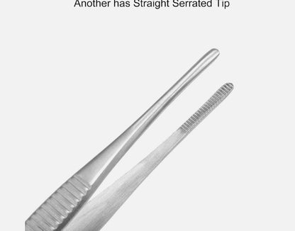 "7 Inch Stainless Steel Tweezers with Straight and Curved Serrated Tip "