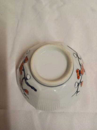 Vintage Chinese Hand Painted Bowl, Flower Shape, 9cm across