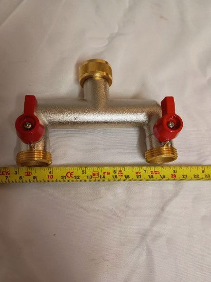 Brass Tap H-Splitter Manifold With Valves 3/4" BSP Outlets, Garden Watering