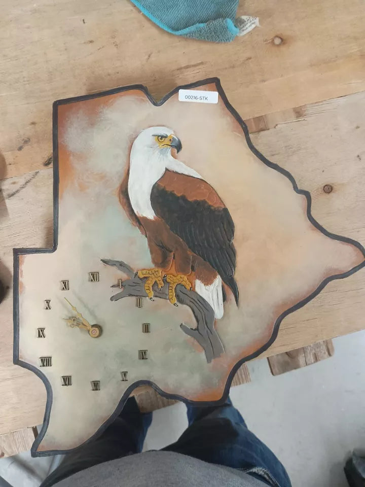 Vintage Wooden Clock With Eagle