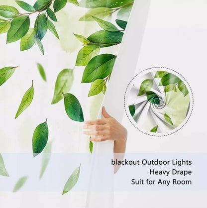 YONGFOTO 117x138cm Green Leaf Blackout Curtains Lush Greenery Spring Leaves