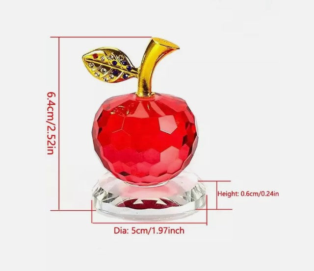 "50mm/1.97in Glaze K9 Crystal Apple Crafts Glass Paperweight Home Desktop "