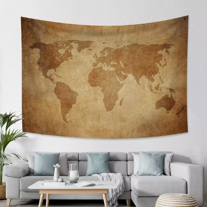 "100 x 70 cm World Map Tapestry Wall Hanging Vintage Parchment Texture for School "