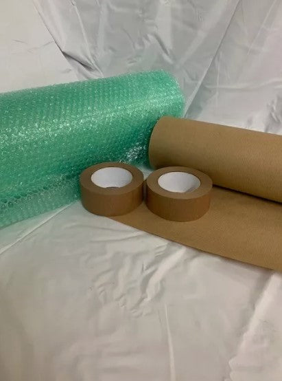 Eco-Friendly Packaging Set: Kraft Paper, Wrap, Tape & Tags (Medium Set)