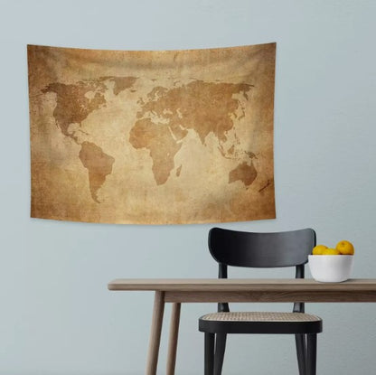 "100 x 70 cm World Map Tapestry Wall Hanging Vintage Parchment Texture for School "