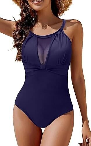 NAVY RUFFLE LADIES SWIMSUIT SWIM WEAR