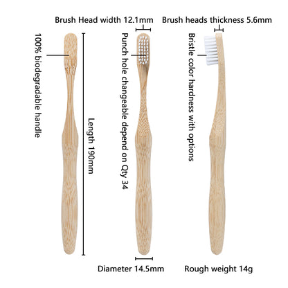 Eco-Friendly Bamboo Manual Toothbrush 5 Pack | Sustainable & Stylish