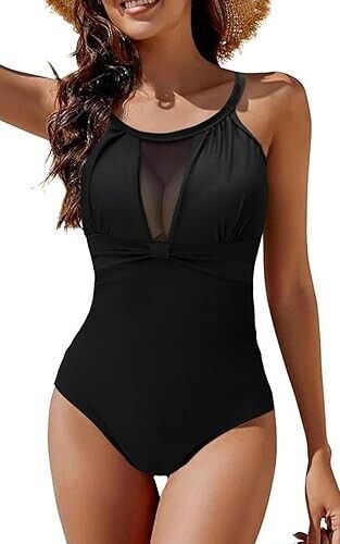 RUFFLE LADIES SWIMSUIT SWIM WEAR BLACK L